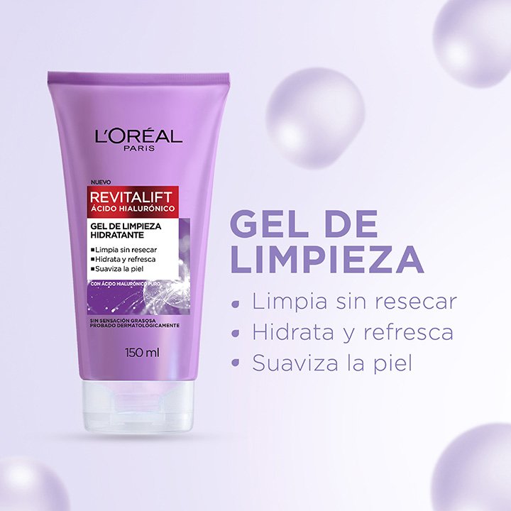 Gel de limpieza facial ácido hialurónico limpia sin resecar